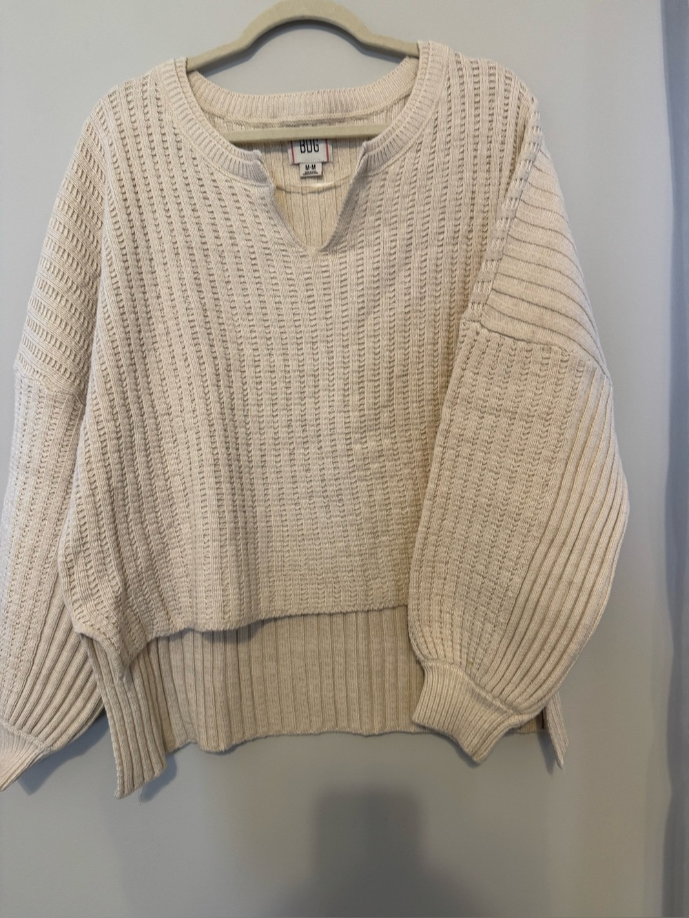 BDG Urban Outfitters Cream Layered Ribbed Knit Sweater Size M